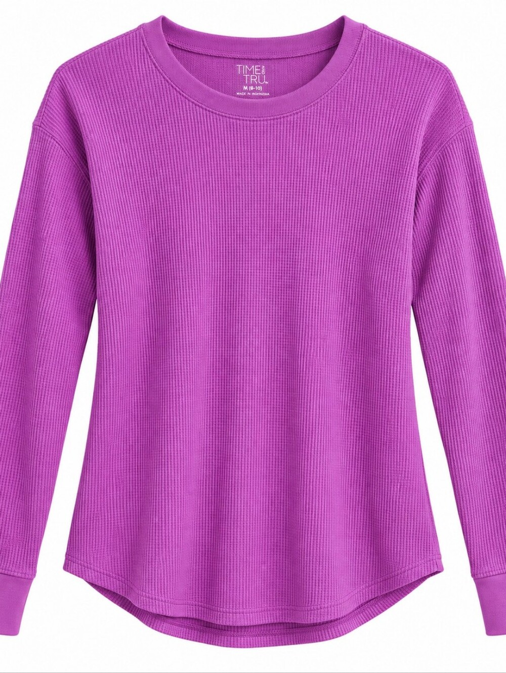 Time and Tru Waffle Knit Thermal Top M Cottagecore Cozy Casual Minimalist